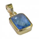 Riyo Blue  Gold Plated Blue Topaz CZ Pendant enticing indian gemstone jewelry GP