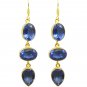 Riyogems A Blue Sapphire Cz Copper 18kt Gold Plated Proof Earring L 2.5in Gpebsc
