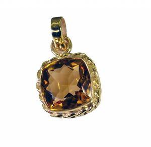 Riyogems Citrine Cz 18-Kt Gold Platings Teardrop Pendant L 1.2in Gppcicz-94030
