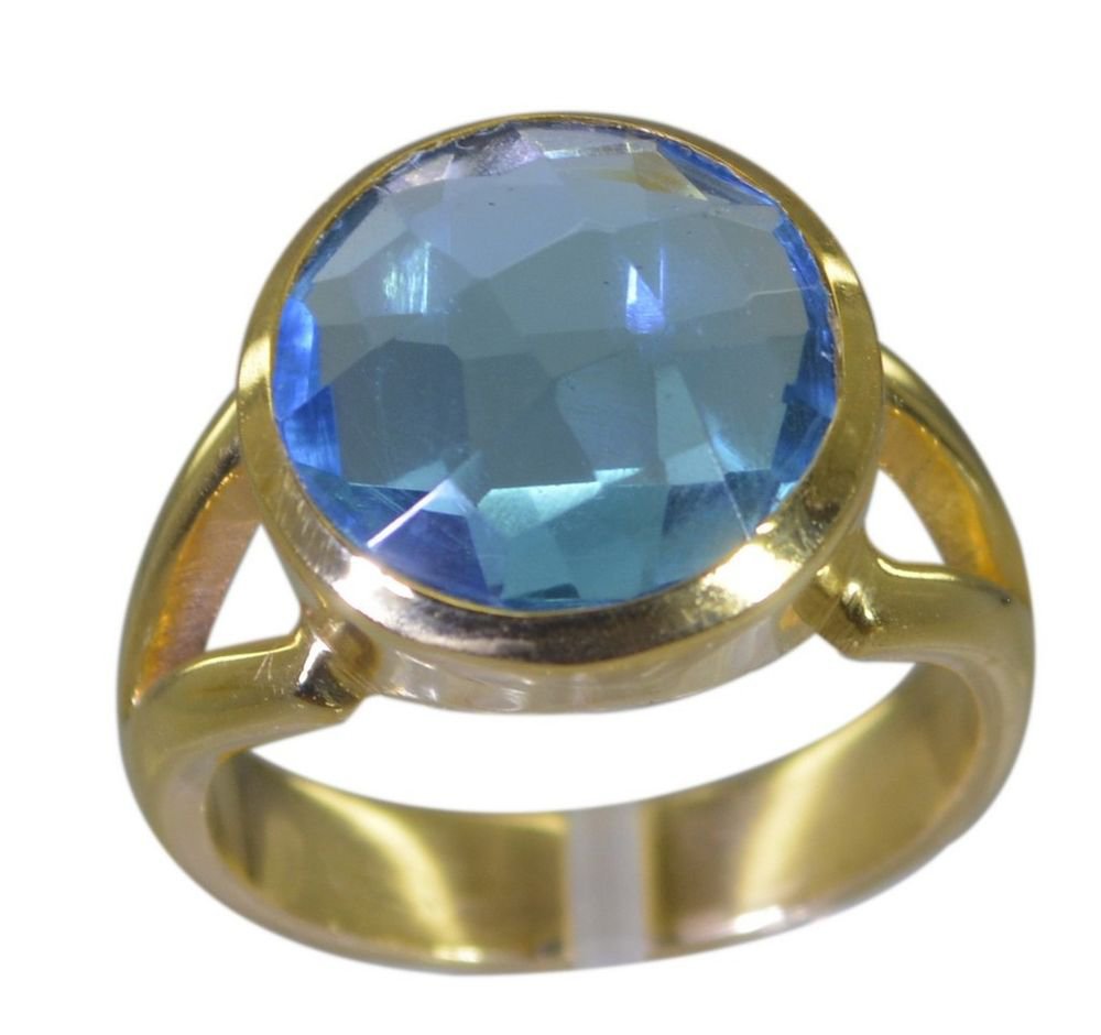 Riyo Blue  Gold Plated Blue Topaz CZ Ring winning gemstone jewelry store GPRBTCZ
