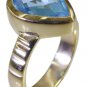 Riyo Blue  Gold Plated Blue Topaz CZ Ring delicate gemstone handmade jewelry GPR