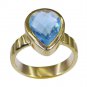 Riyo Blue  Gold Plated Blue Topaz CZ Ring delicate gemstone handmade jewelry GPR