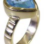 Riyo Blue  Gold Plated Blue Topaz CZ Ring delicate gemstone handmade jewelry GPR
