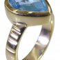 Riyo Blue  Gold Plated Blue Topaz CZ Ring delicate gemstone handmade jewelry GPR