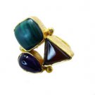 Riyo  Malachite 18.Kt Y Gold Plating Sports Ring Sz 7 Gprmul7-52044