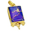 Riyogems Turquoise 18-Kt Gold Plated Band Pendant L 2.1in Gpptur-82070