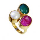 Riyo  Three Stone Rhodium Plate Guard Ring Sz 9 Gprmul9-53036