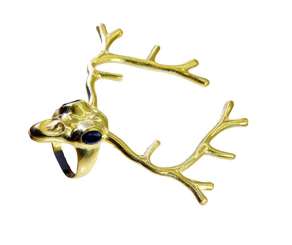 Riyo   Gemstone  18kt Gold Plated Deer Ring Gprdeer75-180007