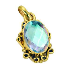Riyogems Dichroic Glass 18k Y Gold Plate Jasmine Pendants L 1.2in Gppdgl-22058