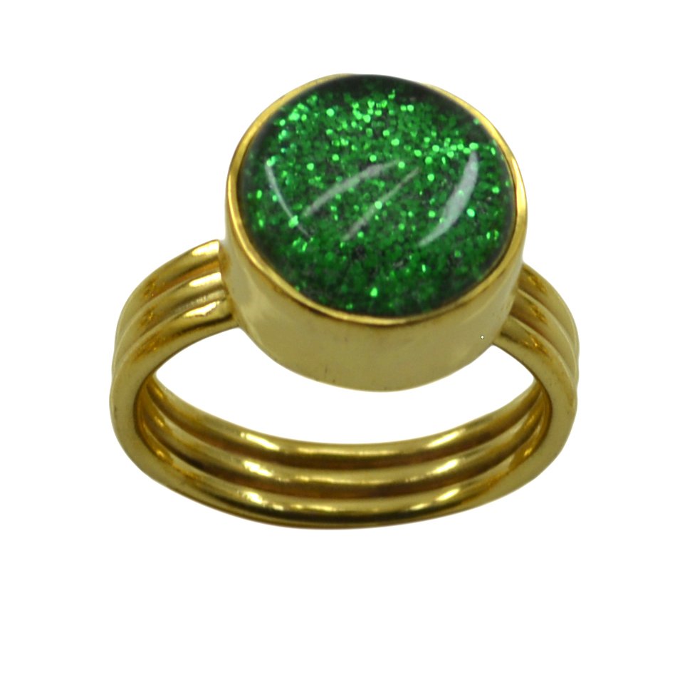 Riyo  Dichroic Glass  18kt Gold Plated Keepsake Ring Gprdgl80-22037