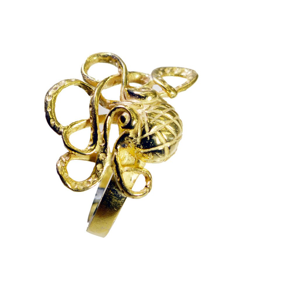 Riyo A Plain  18kt Gold Plated Octopus Ring Gproct65-250002