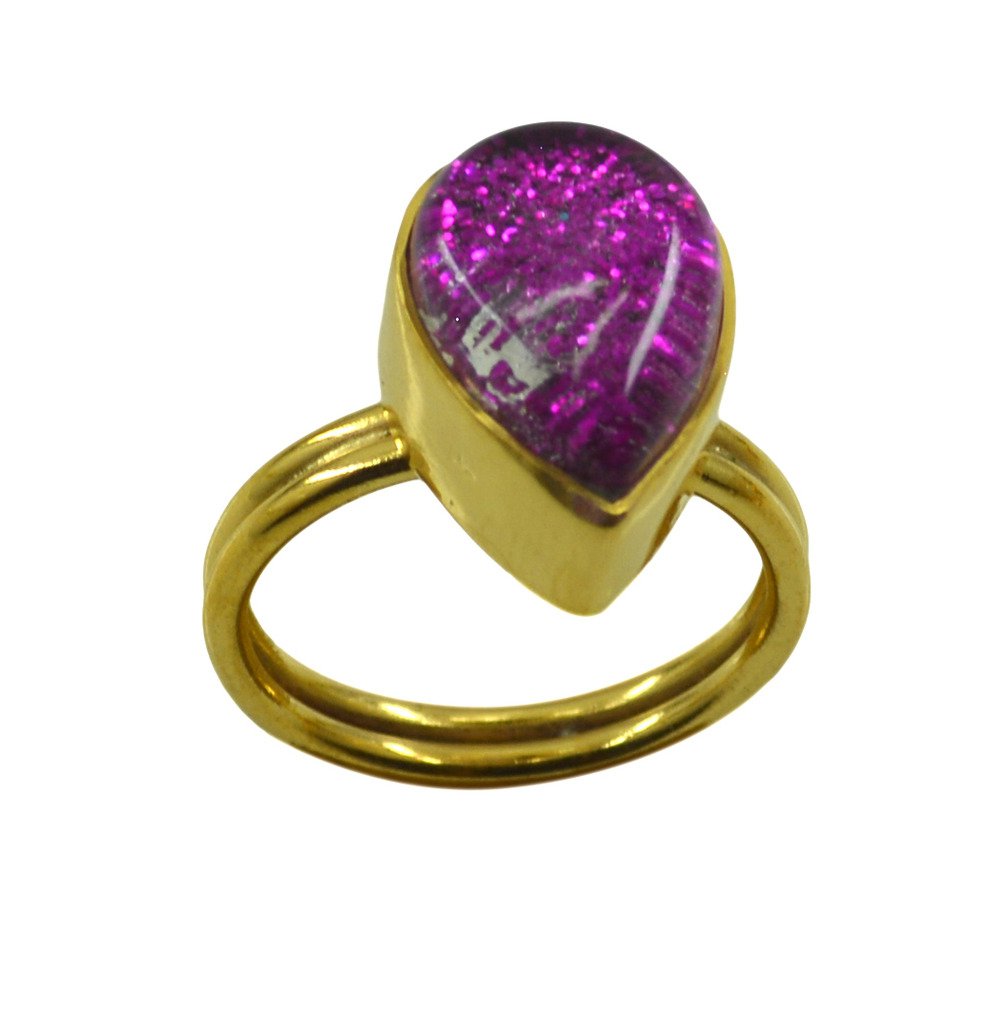Riyo  Dichroic Glass  18kt Gold Plated Glamorous Ring Gprdgl70-22020