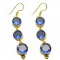 Riyogems A Blue Sapphire Cz Copper 18kt Gold Plated Wrapped Earring L 2.5in Gpeb