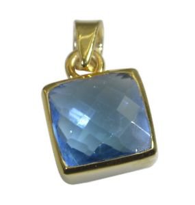 Riyo Blue  Gold Plated Blue Topaz CZ Pendant enthralling i love jewelry store GP