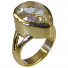 Riyo Multi Gold Plated Rutile Quartz CZ Ring exquisite handmade jewelry from aro