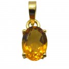 Riyogems Yellow Citrine Cz Copper 18kt Gold Plated Stylish Pendant L 1.25in Gppc