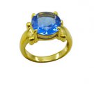 Riyo A Blue Saphire Cz  18kt Gold Plated Preppy Ring Gprbscz70-90029