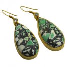 Riyogems A Turquoise Copper 18kt Gold Plated Reflective Earring L 2.5in Gpetur-8