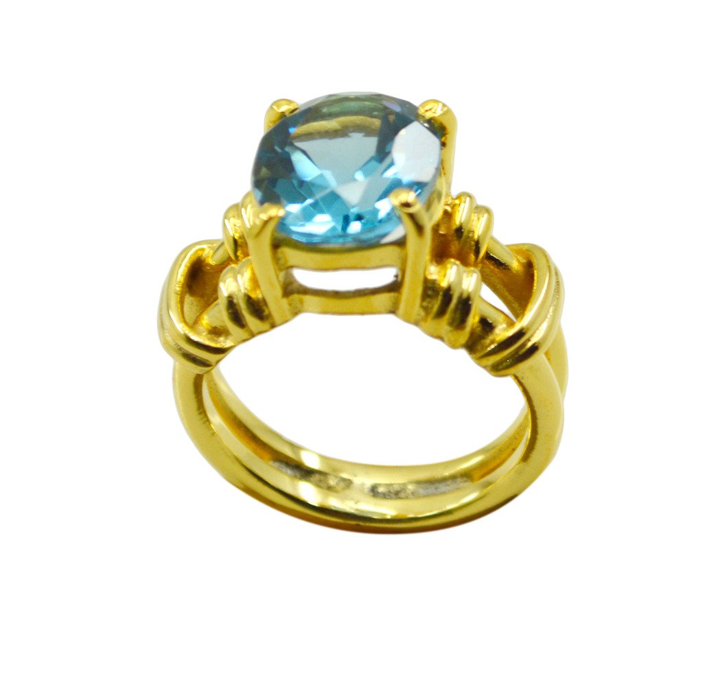 Riyo A Blue Topaz Cz  18kt Gold Plated Slip On Ring Gprbtcz60-92106