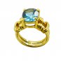 Riyo A Blue Topaz Cz 18kt Gold Plated Slip On Ring Gprbtcz60-92106