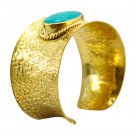 Riyo A Turquoise  18kt Gold Plated Period Bangle W 1.5in Gpbmul-52025