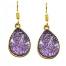 Riyogems Multi Dichroic Glass Copper 18kt Gold Plated Graceful Earring L 1.25in