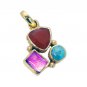 Riyogems Multi Red Onyx 18.Kt Gold Plated Braided Pendant L 1.5in Gppmul-52011