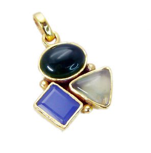 Riyogems Multi Green Onyx 18 Kt Gold Platings Bow Pendants L 1.5in Gppmul-52010