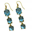 Riyogems A Blue Topaz Cz Copper 18kt Gold Plated Trendsetting Earring L 2in Gpeb