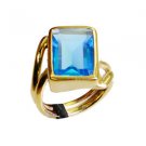 Riyo Blue Topaz Cz 18-Kt Gold Plated Rosary Ring Jewelry Sz 6 Gprbtcz6-92002