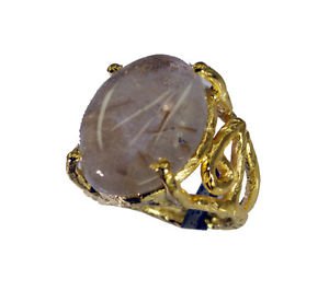 Riyo Rutilated Quartz 18-Kt Gold Platings Toe Ring Jewelry Sz 4 Gprruq4-70017