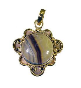 Riyogems Fluorite Copper Gold Plated Eternity Band Pendants L 1.2in Gppflu-23003
