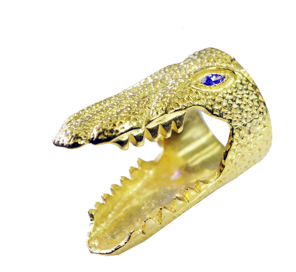 Riyo   Gemstone  18kt Gold Plated Crocodile Ring Gprcro80-170003
