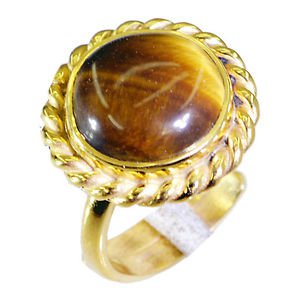 Riyo Tiger Eye Gold Polish Wedding Bands Sz 7.5 Gprtey7.5-80040