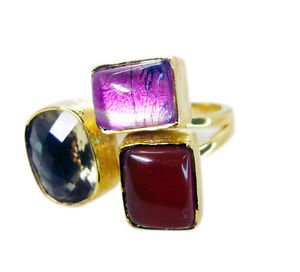 Riyo  Red Onyx Gold Plated Designs Wedding Bands Sz 8 Gprmul8-53001