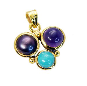 Riyogems Multi Amethyst 18-Kt Y Gold Plating Goofy Pendant L 1.5in Gppmul-52022