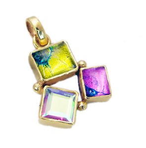 Riyogems Multi Glass 18kt Y Gold Plating Bangle Pendants L 1.5in Gppmul-52009