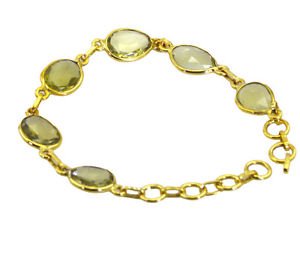 Riyo A Lemon Quartz  18kt Gold Plated Snag Free Bracelet W 7.5in Gpbralqu-46003