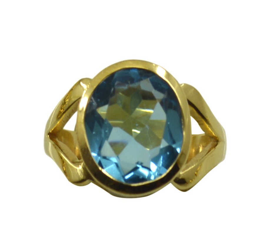 Riyo A Blue Topaz Cz  18kt Gold Plated Sparkly Ring Gprbtcz65-92124