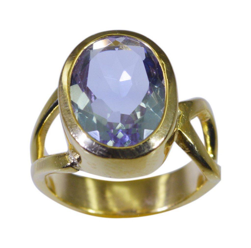 Riyo Blue  Gold Plated Alexandrite CZ Ring adorable custom handmade jewelry GPRA