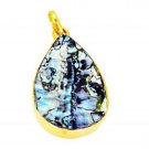 Riyogems Abalone Shell 18k Y Gold Plating Fleur De Lis Pendant L 1.5in Gppshe-72