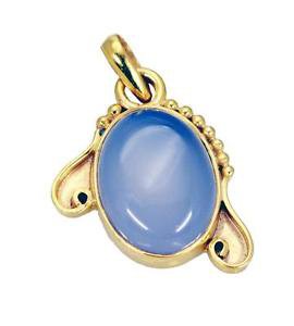 Riyogems Blue Chalcedony 18 Ct Y.G. Plated Key Pendant L 1.5in Gppbch-8024