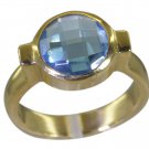 Riyo Blue  Gold Plated Blue Topaz CZ Ring taking gemstone jewelry india GPRBTCZ8