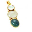 Riyogems Multi Green Onyx 18-Kt Gold Platings Daisy Duck Pendants L 1.5in Gppmul