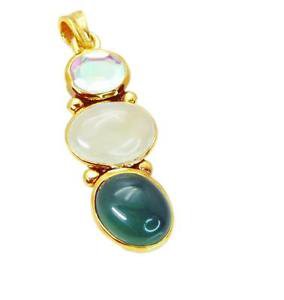 Riyogems Multi Green Onyx 18-Kt Gold Platings Daisy Duck Pendants L 1.5in Gppmul