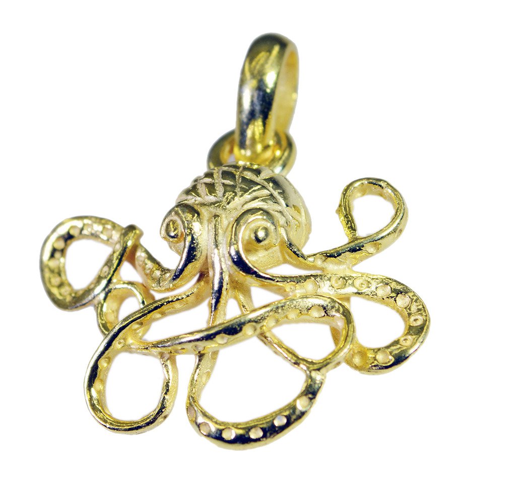 Riyogems A Plain Copper 18kt Gold Plated Octopus Pendant L 1.5in Gppoct-250001