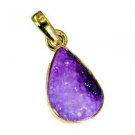 Riyogems Druzy Drusy 18c Y Gold Plated Peace Pendants L 1.2in Gppdru-24046