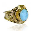 Riyo Turquoise 18 Ct Ygold Plated Aqiq Ring Sz 7 Gprtur7-82199