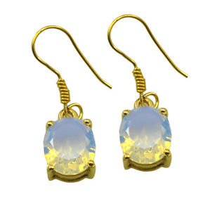 Riyogems White Fire Opal Cz Copper 18kt Gold Plated Toe Earring L 1in Gpefocz-98