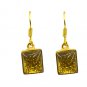 Riyogems Multi Dichroic Glass Copper 18kt Gold Plated Gunmetal Earring L 1.25in
